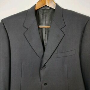 Canali Wool Sport Coat Blazer Mens US 48R Black Textured Italian Made Career